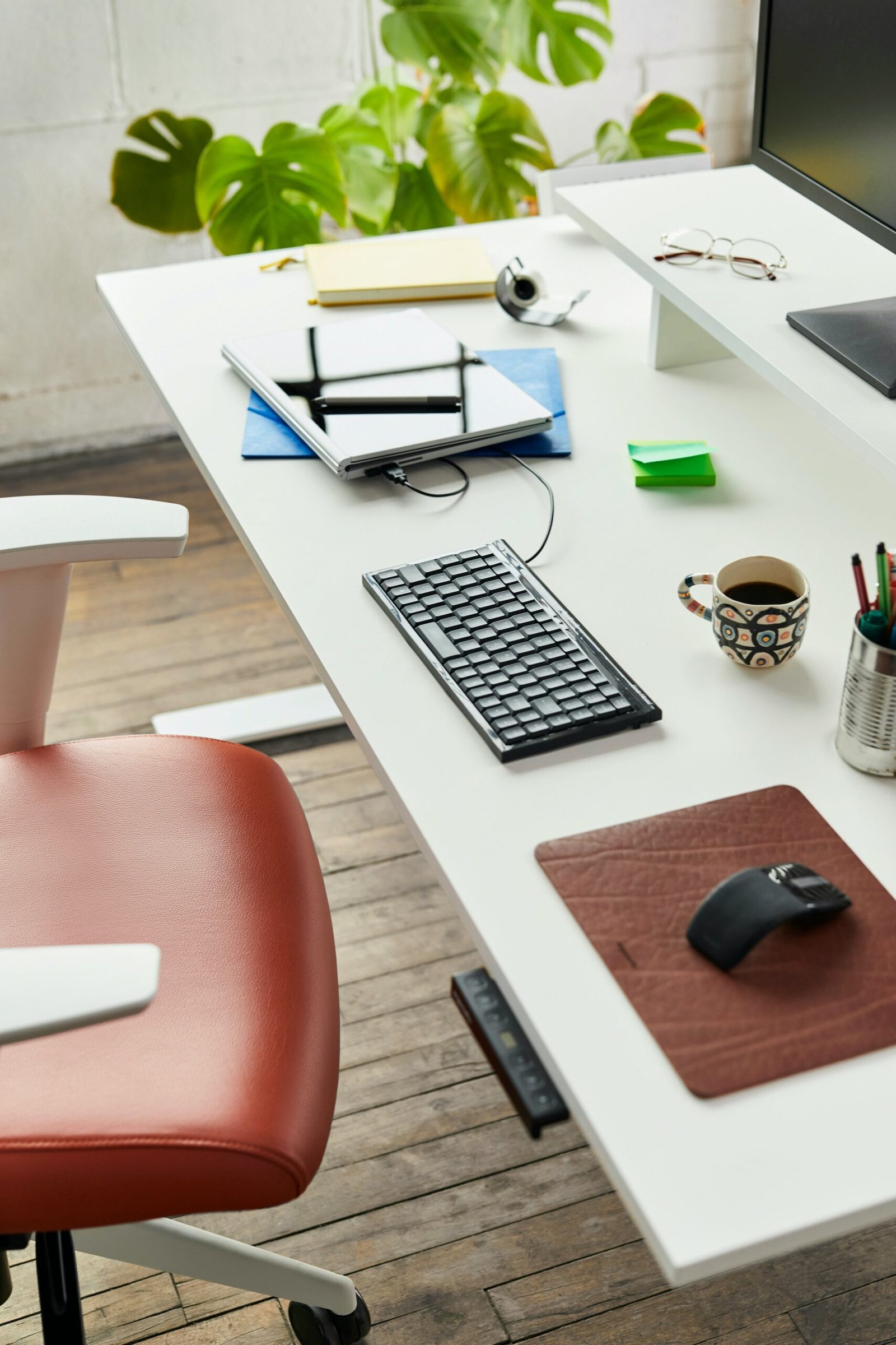 black computer keyboard on white table